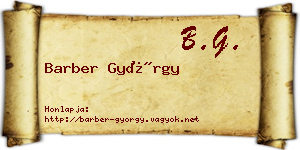 Barber György névjegykártya